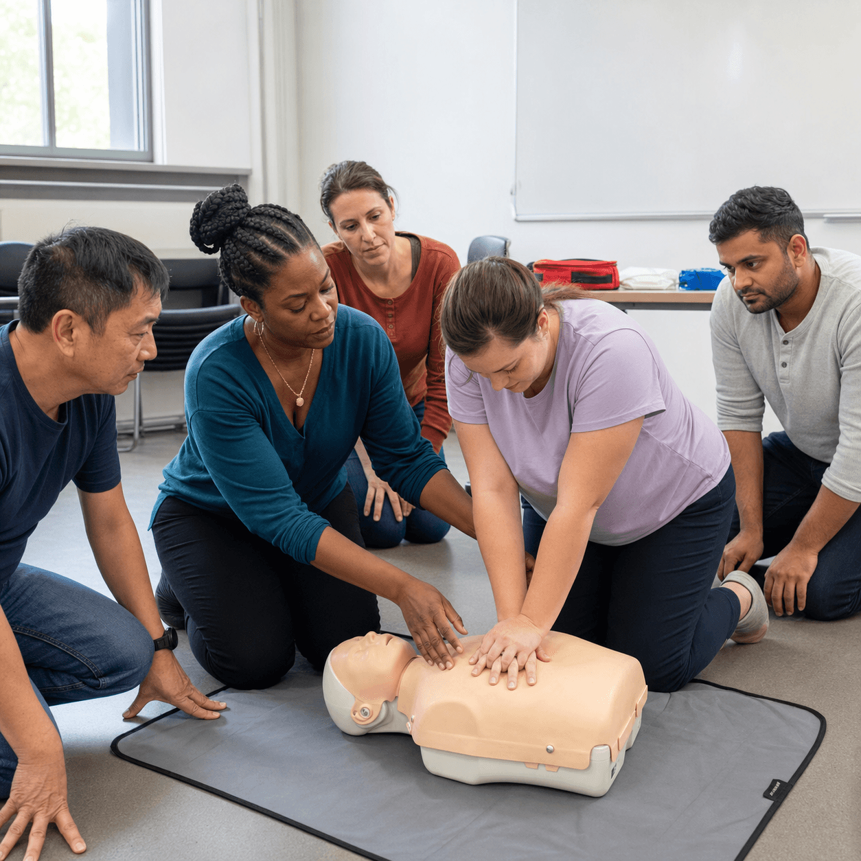 A hands-on CPR training class